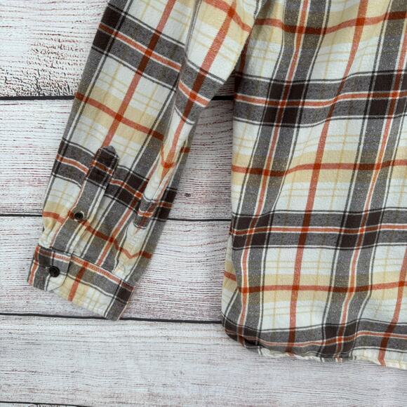 QuikSilver Waterman Collection Button Down Flannel Shirt Mens XXL White Brown - Picture 6 of 14